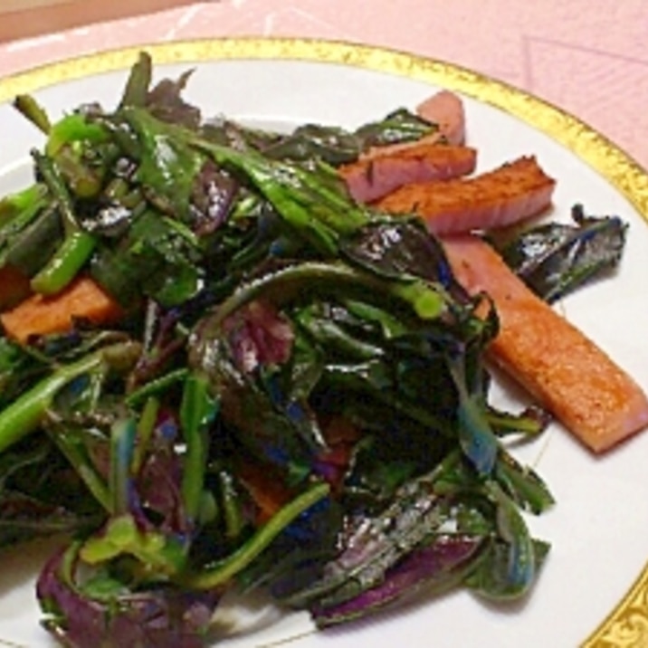沖縄野菜ハンダマとスパムの炒め物